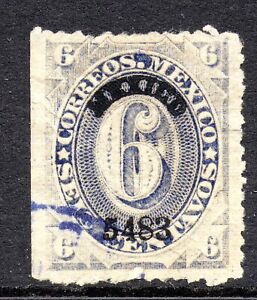 Mexico 1883 Foreign Mail Small Numeral 6¢ Blue Mexico District MX43