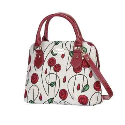 Signare Mackintosh Simple Rose White Art Tapestry Convertible Shoulder Grab Bag - Image 1 of 4