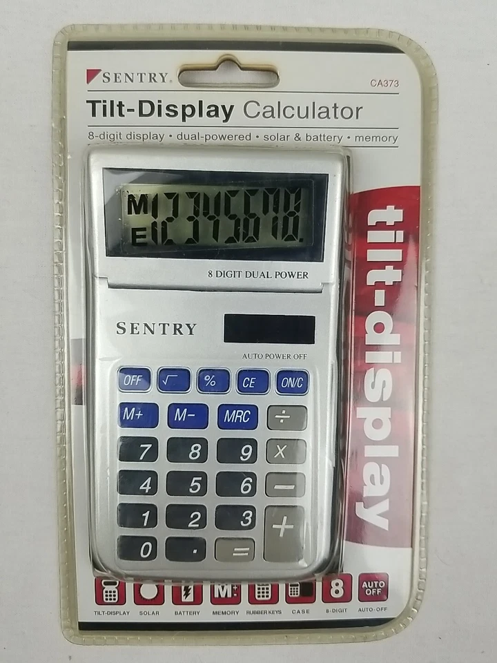Sentry CA373 Dual-Power Pocket Handheld Calculator Solar Battery 8 Digit Display - Image 1 of 1