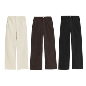 Ex M&S Wide Leg Jeans in Cream, Brown or Black - Picture 1 of 9