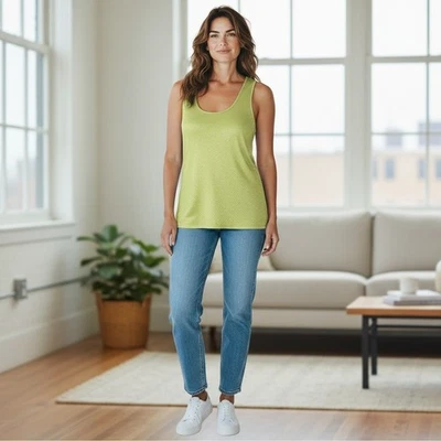 Camiseta sin mangas Dana Buchman con lentejuelas talla M mezcla modal de algodón verde claro Foto 1 de 4