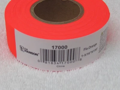 C.H. Hanson Orange Flagging Tape 1-3/16" x 150' Hi-Vis Orange 17000 1 Roll