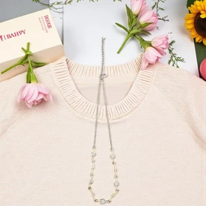 Collar Estación Perla Semilla Relleno De Oro Preppy De Colección 14" a 16" - Imagen 1 de 10