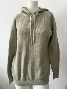 Rachel Zoe Mint Green Woo Blend Ribbed Drawstring Pullover Hoodie Sweater M - Picture 1 of 8