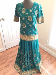 Miss India Gold Kleid grün Bollywood Kostüm Halloweenkostüm oder Hochzeit Party - Bild 1 von 19