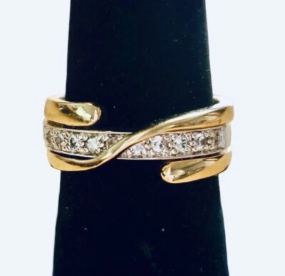 Lia Sophia Overlay 2-Tone Two Piece Removable Rings w/Cubic Zirconia Size 8 - Image 1 of 4