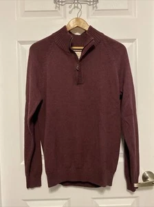 Weatherproof Vintage Men's Quarter Zip Sweater Size M Maroon - REG $85 - Picture 1 of 5