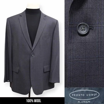 PRONTO UOMO платиновый мужской серый оконное стекло спортивное пальто костюм куртка blazer 50 L - Изображение 1 из 4