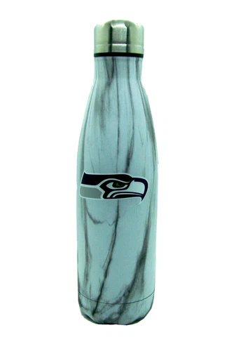 Seattle Seahawks NFL Marble Hot Cold Stainless Steel Water Beverage Bottle 17 oz Cover