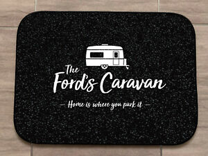 Personalised Caravan mat B&W Home is where you park it Door Mat 44cm x 32cm