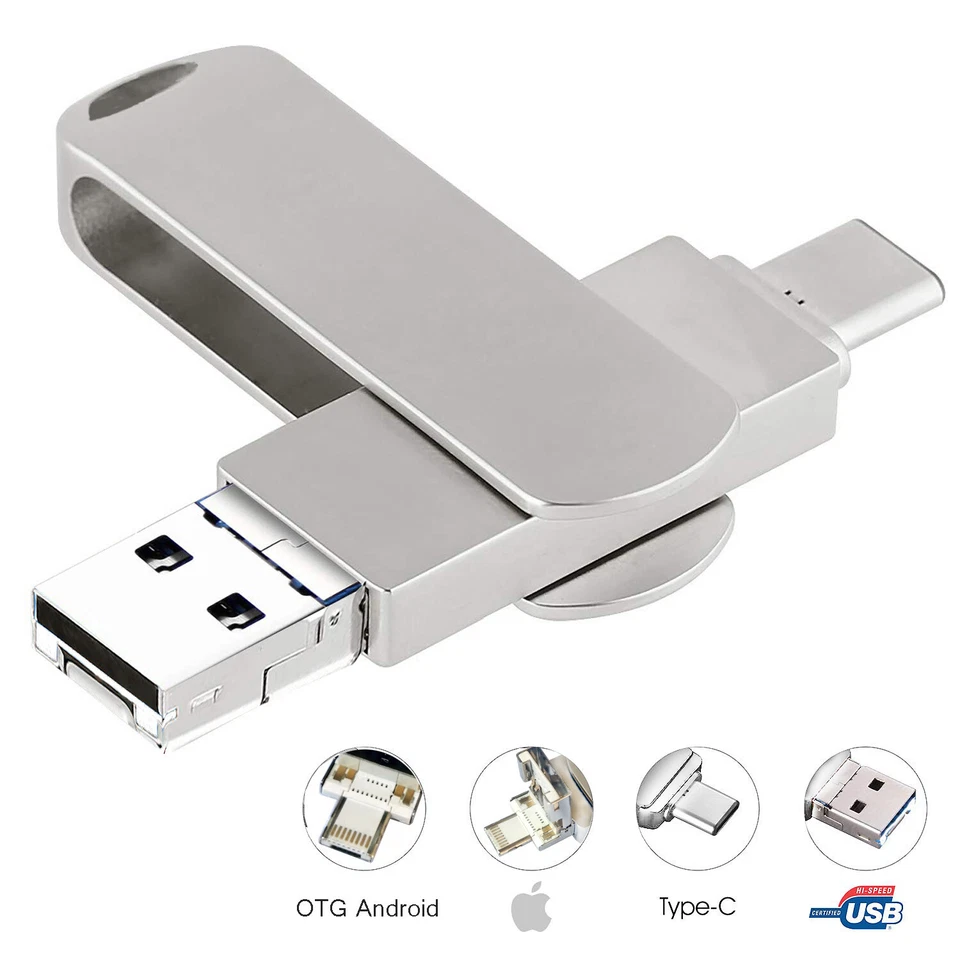 1TB 512GB USB 3.0 Flash Drive Memory Stick Type C 4in1 For iPhone OTG Android PC - Image 1 of 4