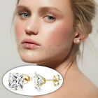 6Mm High Quality Princess Cut Solitaire Cubic Zircon Gold Sleeper Stud Earrings