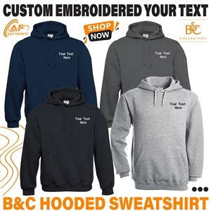 Personalised Custom Embroidered Your Text B&C Hooded Sweatshirt Workwear BA420 - Picture 1 of 12