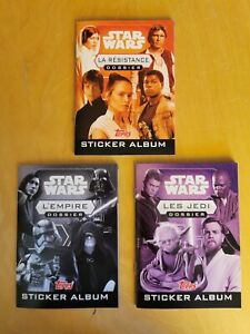 Lot de 3 albums de stickers Topps Star Wars français complets
