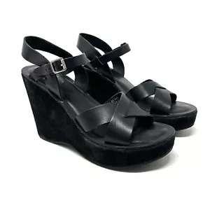 Sandali donna Kork Ease $145 AVA neri in pelle con zeppa e plateau EU38/US8 - Foto 1 di 12