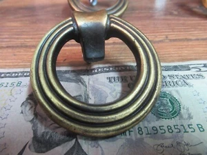 VINTAGE MID CENURY ORNATE BRASS 2" ROUND DRAWER PULL  HARDWARE DOOR HANDLES - Picture 1 of 5