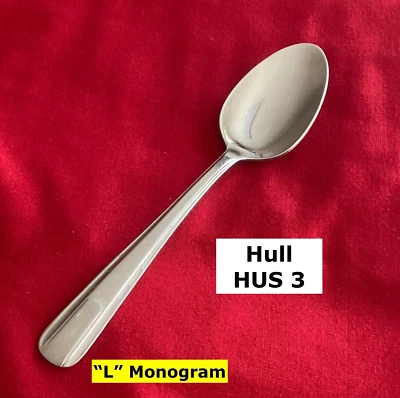 Hull HUS-3 "L" Monogram Teaspoon 6"  Glossy Stainless Steel Flatware - Image 1 of 4