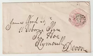 1851 BLU BRISTOL PENNY POST & UDC PORTISHEAD 1d ROSA ENV JAMES LEGNO PLYMOUTH - Foto 1 di 2
