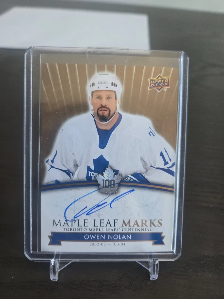 2017 UD Toronto Maple Leafs Centennial Owen Nolan Maple Leaf Marks auto card - Image 1 of 1