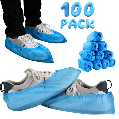 Disposable Shoe Covers 100 Pack Non-Woven, Durable, Booties Shoe Boot Protectors - Image 1 of 4
