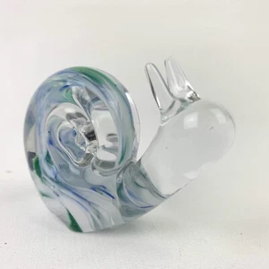 Art glass Snail Figure blue green Swirl paperweight 3.5" - Picture 1 of 4