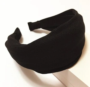 NEW Women Cotton Headband Classic Headdress Buckle Wide Hair Band Hairpin Black - Picture 1 of 5