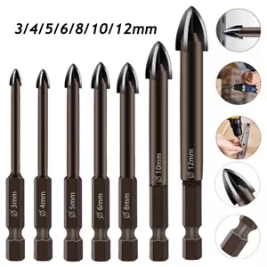10x 6mm Tile Porcelain Drill Bit Marble Ceramic Glass Brick Shank Hex Spear Head - Picture 1 of 17