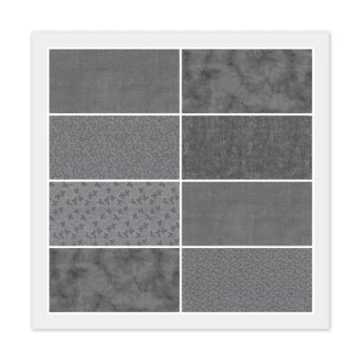 Lot of 8 Fat Quarters, STEEL GRAY, Quilting 100% Cotton Fabric FQ Bundle - Image 1 of 4