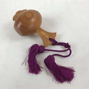 Japanese Wooden Lucky Hammer Vtg Izumo Taisha Charm Purple Tassel JK655 - Picture 1 of 10