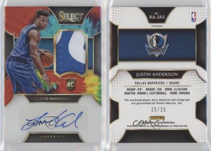 2015-16 Panini Select Materials Tie-Dye Prizm /25 Justin Anderson Rookie Auto RC