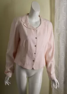 NWT Susan Bristol 12 Pink Wisteria Romantic Feminine Linen Jacket Blazer L - Picture 1 of 6