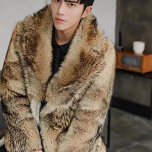Mink Fur Coat Men's New Fur Mid-length Light Luxury Mink Jacket Loose Overcoats - Picture 1 of 20