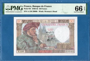 Francia, 50 francos, 1940-42, gema UNC-PMG66EPQ, P93 - Imagen 1 de 2
