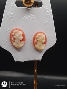 Cameo Lady Stud Earrings - Picture 1 of 2