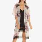 Midnight Bakery Sheer Floral Open-Front Kimono Size X-Small