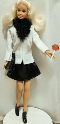 OOAK для BARBIE B&W мини юбка костюм комплект с сумочки и ботильоны + заказ закуски - Изображение 1 из 4
