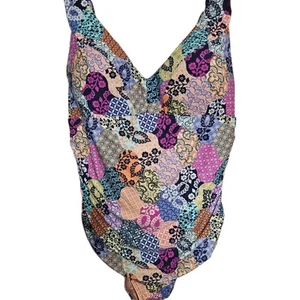 Artesands Salmagundi One Piece Swimsuit Size 14+ US Multi Patchwork Print NWT - Picture 1 of 15