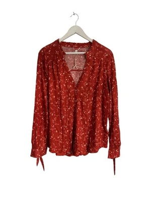 Blusa Top Monzón Lino Manga Larga Estampado Floral Lino PVP £45 Talla L 14 16 Foto 1 de 4