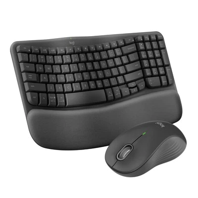 Graphite Wireless Ergonomic Keyboard and Mouse Combo with Palm Support - Image 1 of 4