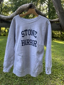 VTG Stone Harbor New Jersey Reverse Weave Cross Grain Sweatshirt Crewneck XL - Picture 1 of 7