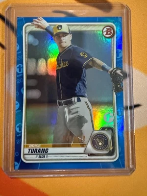 2020 Bowman 1st Edition Blue Foil 49/150 Brice Turang #BFE-35 Milwaukee Brewers - Image 1 of 4