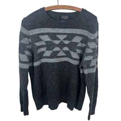 Pendleton Men's Washable Wool Sweater XL Geometric Pattern Gray Pullover - Image 1 of 4