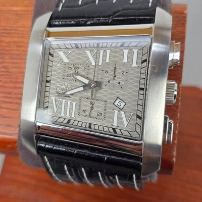 Invicta Model 2490 Swiss Quartz Chronograph Stainless Steel Black Leather Band - image 1 of 4