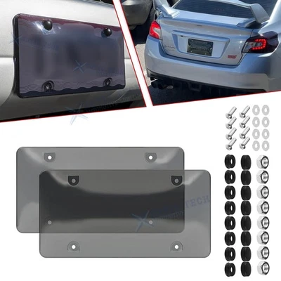 Clear Black License Plate Covers Shields Holders Fit for Standard Size US Plates - Image 1 of 4