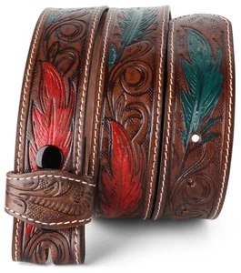 Western Belt without buckle for men – Full Grain Leather Cowboy Belts for jea... - Picture 1 of 7