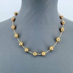 Zierliche Kette Shamballa Kugeln Halskette mit Goldoptik - Bild 1 von 2