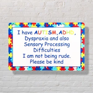 Autism ADHD Sensory Processing Disorder & Dyspraxia Card • FREE UK 🚚 - Picture 1 of 2