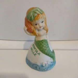 Vintage 70's Norfolk Belle Mermaid Ceramic Bell Figurine Seaside Souvenir Kitsch - Picture 1 of 13