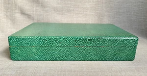 Antique c1920s Art Deco Faux Shagreen Cedar Wood Lined Box Interior Divide - Picture 1 of 20