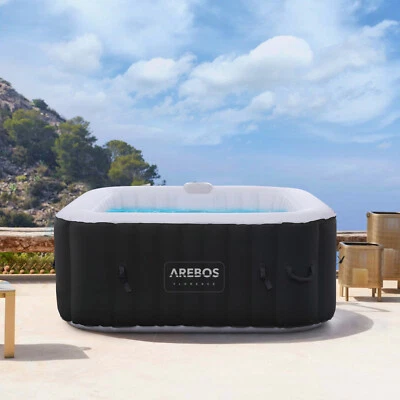 AREBOS Spa Gonflable Piscine Bien-être Chauffage Massage Carré 154x154cm - Photo 1/4
